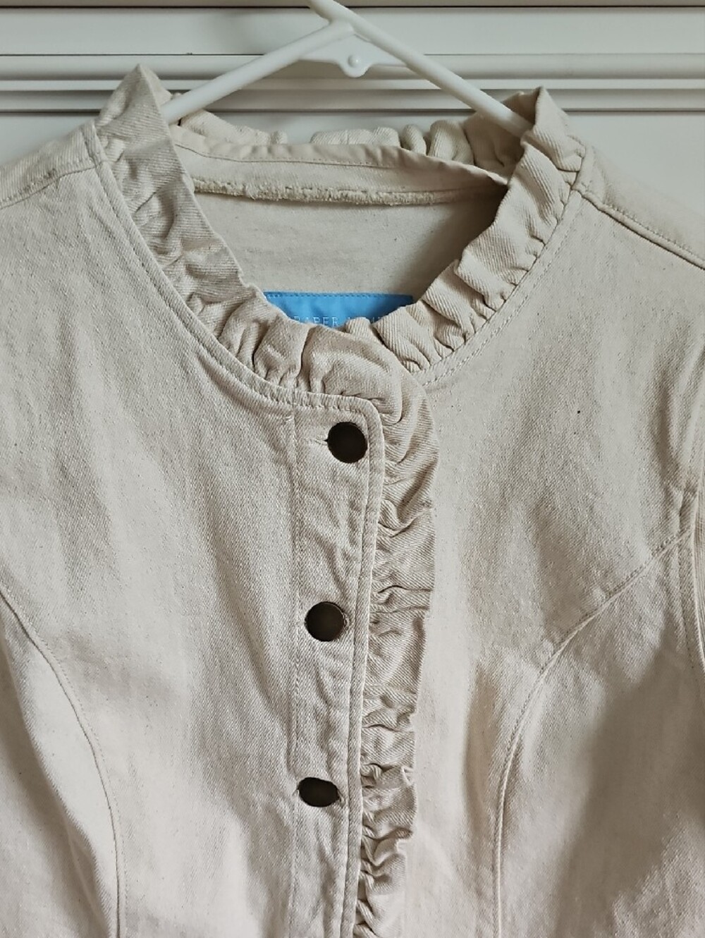 Draper James Cream Ruffle-Trim Jean Jacket - Picture 5 of 10